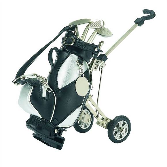 NEW CREATIVE GIFTS INTERNATIONAL golf cart style pen set & holder in black - Picture 2 of 3